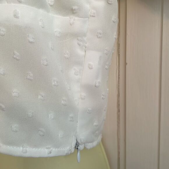SHEIN white dotted Swiss long sleeved cropped cottage core blouse - Picture 5 of 9